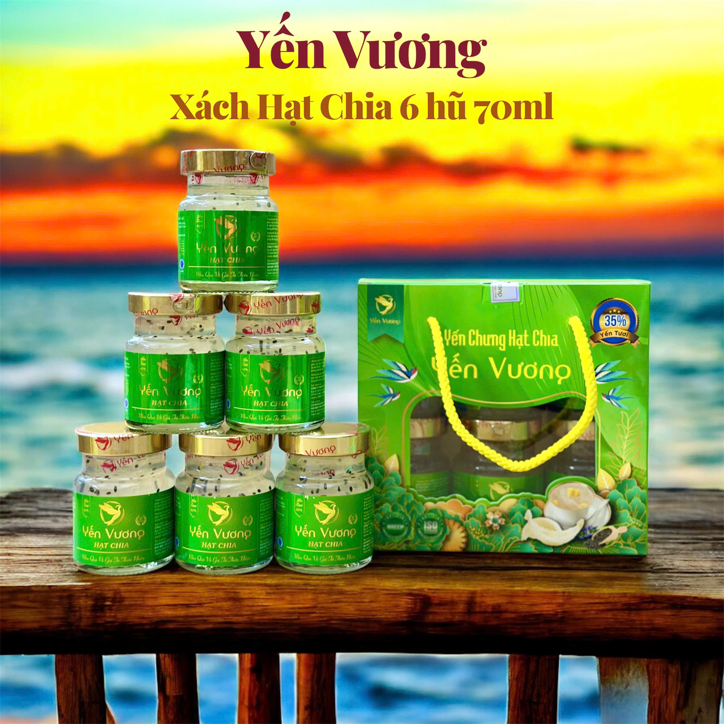 Lốc 6 hũ yến Vương 70ml Hạt Chia